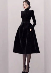 Black Velvet Turleneck Dress