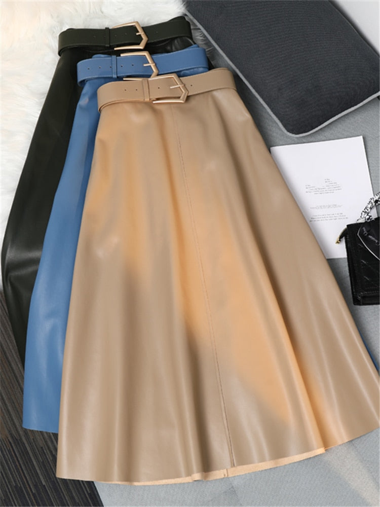 Leather A-Line Skirt