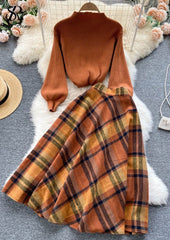 Two Piece Sweater/ Plaid Skirt